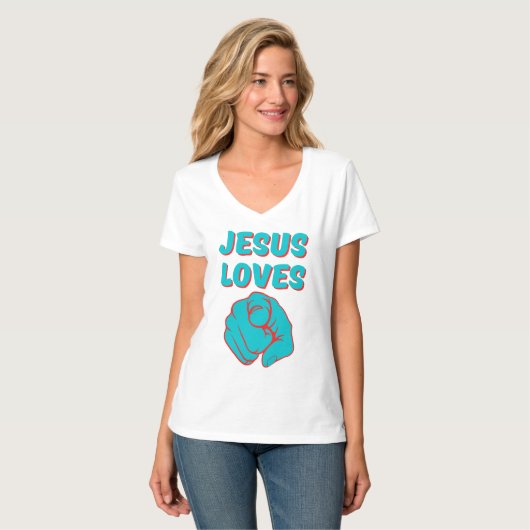Jesus Lieben Sie glauben, dass Zitat Womens V-Neck T-Shirt (Vorderseite Vollansicht)