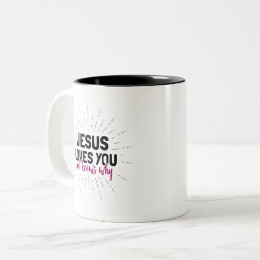 Jesus Lieben Sie - Gott weiß, warum Kaffee-Tasse Zweifarbige Tasse (Vorderseite Links)