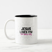Jesus Lieben Sie - Gott weiß, warum Kaffee-Tasse Zweifarbige Tasse (Links)