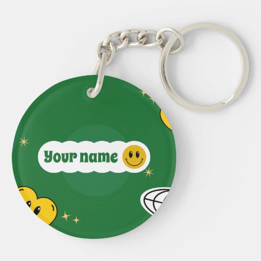 "Jesus Lieben Sie" Grüne Smiley für Kirchengottesd Schlüsselanhänger (Rückseite)