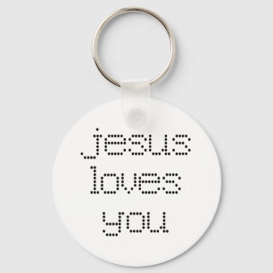Jesus-Lieben Sie in den schwarzen Punkten Schlüsselanhänger