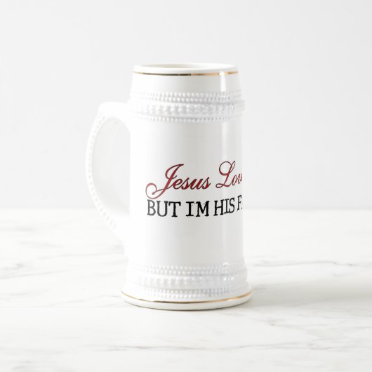 Jesus-Lieben Sie Lieblings Bierglas (Vorderseite Links)
