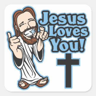 Jesus Lieben Sie Quadratischer Aufkleber