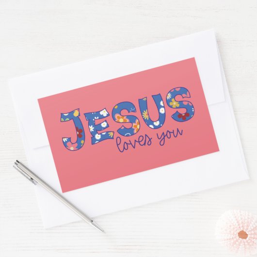 Jesus Lieben Sie Rechteckiger Aufkleber (Umschlag)