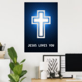 Jesus Lieben Sie | Religiöses Kreuz Poster (Heimbüro)