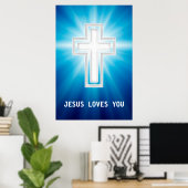Jesus Lieben Sie | Religiöses Kreuz Poster (Heimbüro)