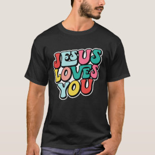 Jesus Lieben Sie Retro Vintag Groovy Stil Männer W T-Shirt