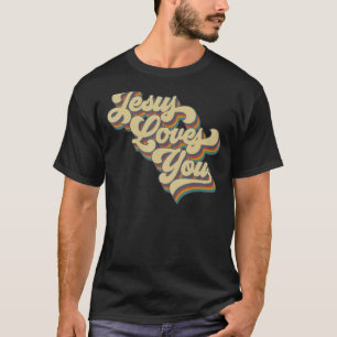 Jesus Lieben Sie Retro Vintag Groovy Stil Männer W T-Shirt