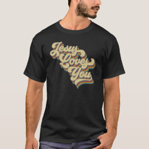Jesus Lieben Sie Retro Vintag Groovy Stil Männer W T-Shirt