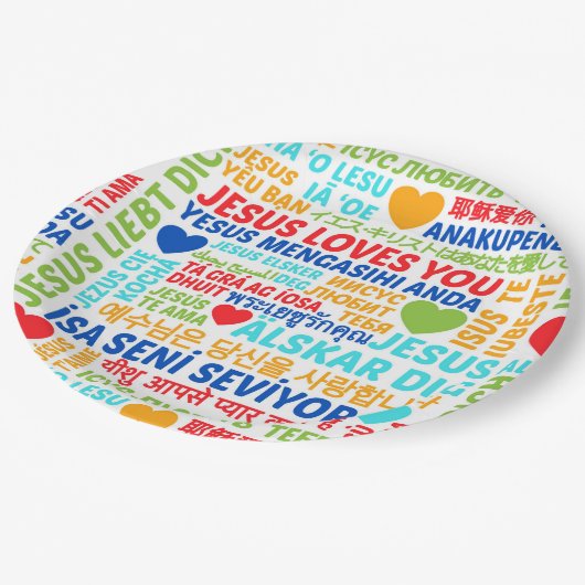 Jesus Lieben Sie Sprachen Pappteller (Schrägansicht)