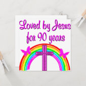 JESUS LIEBT 90. GEBURTSTAG KARTE (Vorderseite/Rückseite Beispiel)