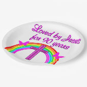 JESUS LIEBT 90. GEBURTSTAG PAPPTELLER (Schrägansicht)