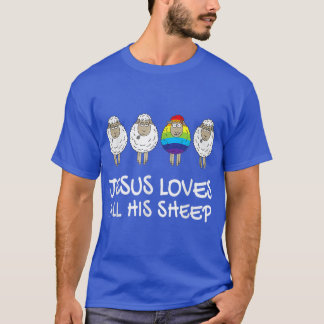 Jesus liebt alle seine Schafregenbogen-LGBTQ-Bewus T-Shirt