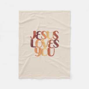 Jesus liebt christliches Typografie-Design Fleecedecke