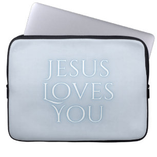 Jesus liebt christliches Typografie-Design  Laptopschutzhülle