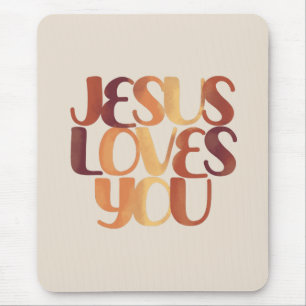 Jesus liebt christliches Typografie-Design Mousepad