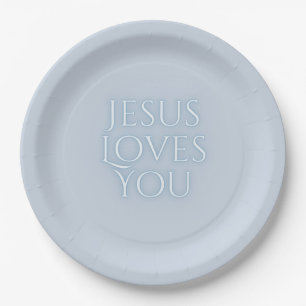 Jesus liebt christliches Typografie-Design  Pappteller