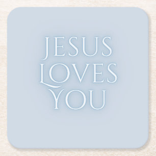 Jesus liebt christliches Typografie-Design Rechteckiger Pappuntersetzer