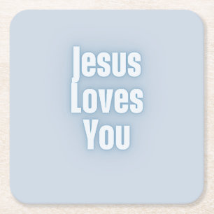 Jesus liebt christliches Typografie-Design Rechteckiger Pappuntersetzer