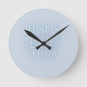 Jesus liebt christliches Typografie-Design  Runde Wanduhr