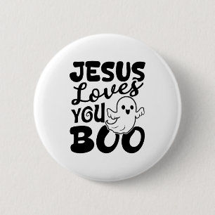 Jesus liebt dich Boo Christliches Halloween-Gespen Button