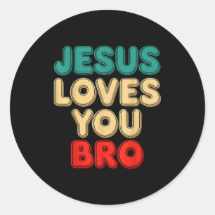 Jesus liebt dich Bruder Christlicher Glaube Religi Runder Aufkleber