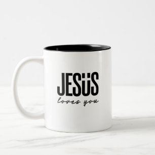 JESUS LIEBT DICH CHRISTLICH ZWEIFARBIGE TASSE