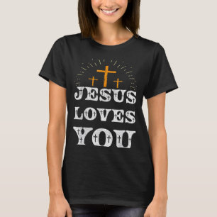 Jesus liebt dich christliches Kreuz Glaube T-Shirt