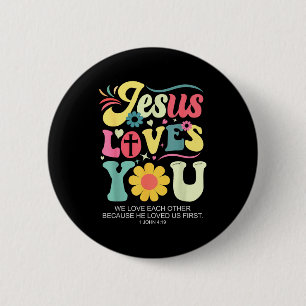 Jesus liebt dich christliches Kreuz Gott Glaube Bi Button