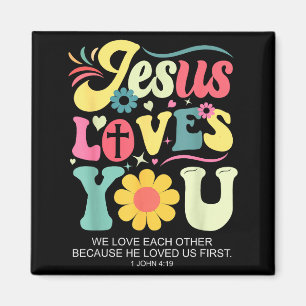 Jesus liebt dich christliches Kreuz Gott Glaube Bi Magnet
