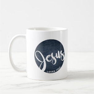 Jesus liebt dich Denim-Kreis Kaffeetasse
