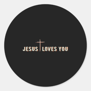 Jesus liebt dich Kreuz Gott christliches Grafikdes Runder Aufkleber