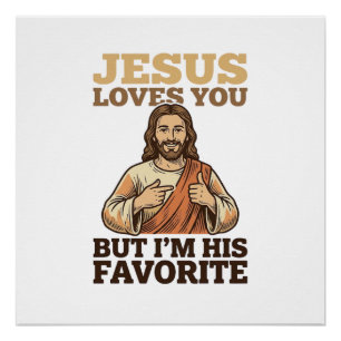 Jesus liebt dich lustiges Vintage-Glaubens-Shirt-D Poster