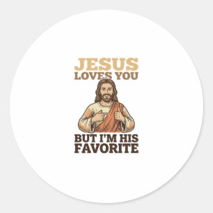 Jesus liebt dich lustiges Vintage-Glaubens-Shirt-D Runder Aufkleber