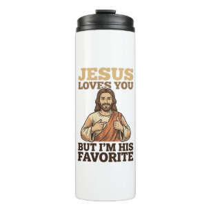 Jesus liebt dich lustiges Vintage-Glaubens-Shirt-D Thermosbecher