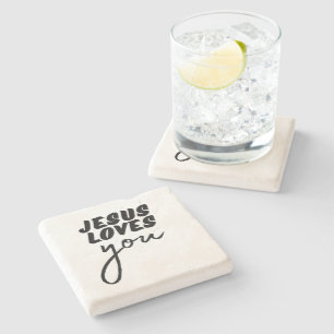 'Jesus liebt dich' Minimalistisches christliches E Steinuntersetzer