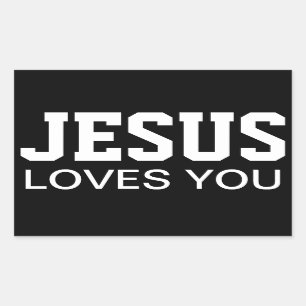 Jesus liebt dich Motiv-Typografie Rechteckiger Aufkleber