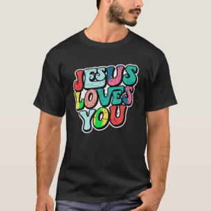 Jesus liebt dich Retro Vintage Groovy Style Männer T-Shirt