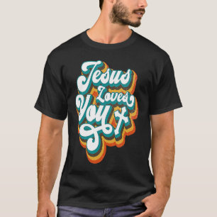 Jesus liebt dich Retro Vintage Style Grafik Damen T-Shirt