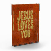 Jesus liebt dich rustikale christliche Ermutigung Fotoblock (Links)