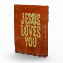 Jesus liebt dich rustikale christliche Ermutigung Fotoblock