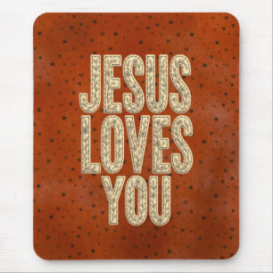 Jesus liebt dich rustikale christliche Ermutigung Mousepad