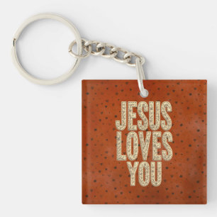 Jesus liebt dich rustikale christliche Ermutigung Schlüsselanhänger