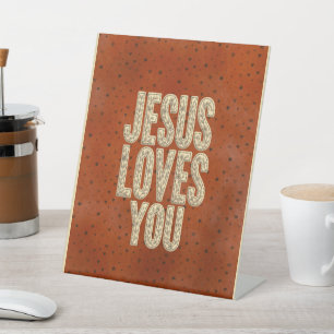 Jesus liebt dich rustikale christliche Ermutigung Sockelschild