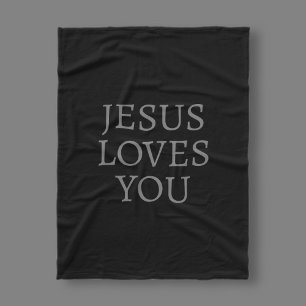 Jesus liebt dich Schwarz und dunkelgrau Fleecedecke