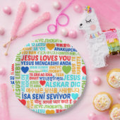 Jesus liebt dich Sprachen Pappteller (Party)