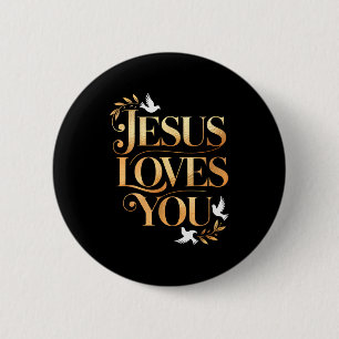 Jesus liebt dich Taube und Olivenzweig Elegant Chr Button