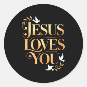 Jesus liebt dich Taube und Olivenzweig Elegant Chr Runder Aufkleber