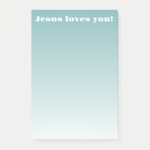 Jesus liebt dich! teal ombre post-it klebezettel