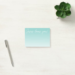 Jesus liebt dich! tealgrüner Ombre Post-it Klebezettel
